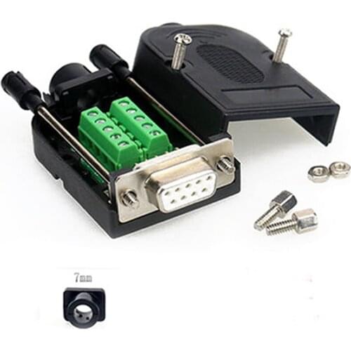 1Pcs DB9 D-SUB RS232 VGA Female Adapter 9 Pin Signals 2 Row Terminal Breakout Plastic Cover Solid Pin