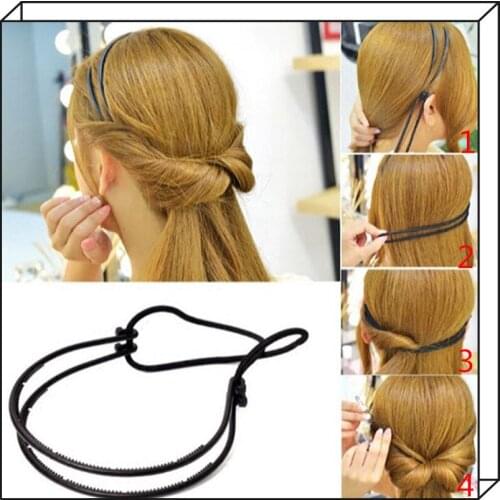 1pc Double Root Hair Hoop Head Band Adjustable Head Hoop Black Elastic Hair Clips Fashion Multivariant Hair Styling Tools