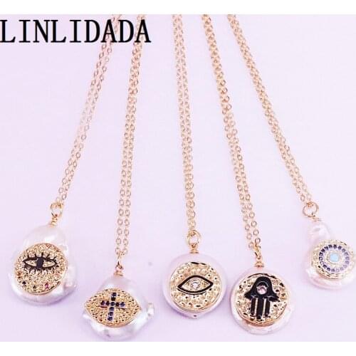 10PCS, New arrival fashion freshwater pearl necklace, cz charm jewelry, irregular pearl necklace wholesale