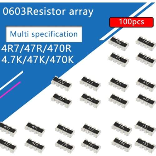 100pcs 0603*4 8P4R 2*4P SMD Network Resistor array 4R7 4.7 ohm 47 ohm 470 ohm R 4.7K 47K 470K 471 472 473 474