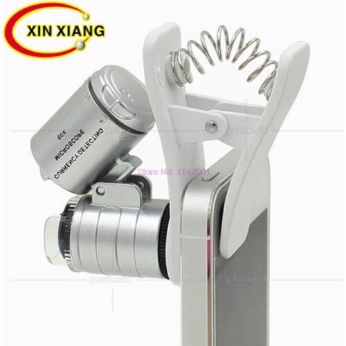 100 pcs Mobile Phone Microscope Lens 60X Optical Zoom Magnifier Micro Camera Clip LED Lenses