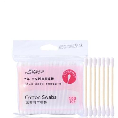 100pcs/bag Double Head Cotton Swabs Women Makeup Disposable Cotton Buds Nose Ears Cleaning Health Make Up Tools WJZ001
