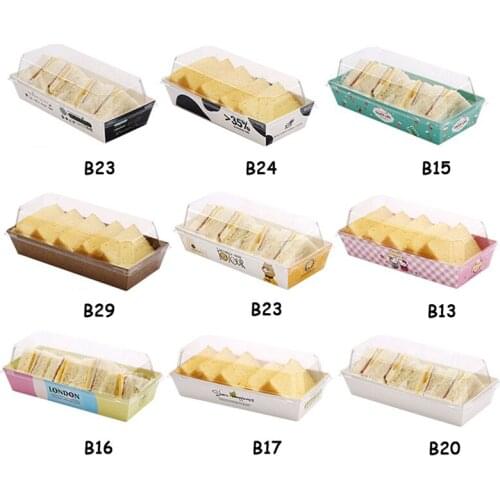 25pcs Bakery Packaging Tool Food Box Transparent Lid Packing Cases Takeaway Box With Lid Cardboard Bread Box Disposable Puffs