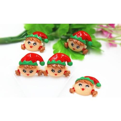 30pcs/lot about 25MM flat back resin Christmas girl DIY resin cabochons accessories