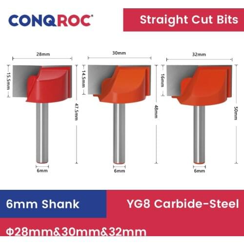 3 Pieces 6mm Shank Dia 28&30&32mm CNC Carbide End Mills 3D Woodworking Insert Router Bits Cleaning Bottom End Milling Cutters