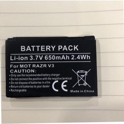2.4WH 3.8V 650mah battery for MOT RAZR V3 cell phone battery