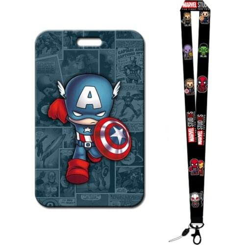 Anime Figure Marvel Spiderman Ironman Pvc Card Cover Student Campus Card Cartoon Cute Bus Card Package Holder Lanyard Id Card