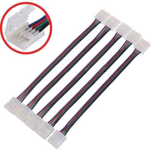 Free shipping 4pin RGB Connector 10mm PCB Adapter 15CM wire length For 5050 colorful RGB LED Strip light LED Tape strip to strip