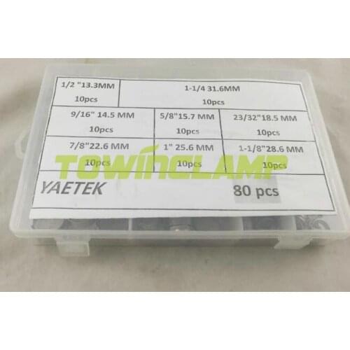 Free shipping Pipe Clamp High Quality 80 PCS with one pliers Stainless Steel 304 Single Ear Hose Clamps Assortment Kit Single