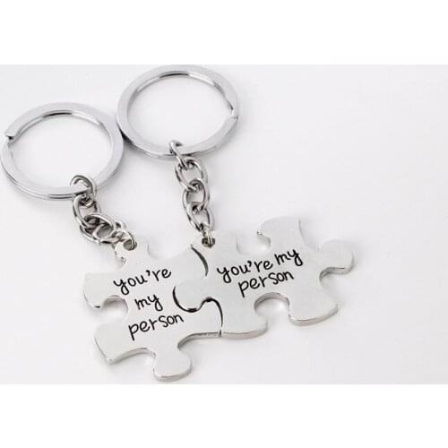 2PCS You are My Person Keychain Man Women Stainless Steel Key Chain Car Key Ring Key Holder Best Friend Gifts
