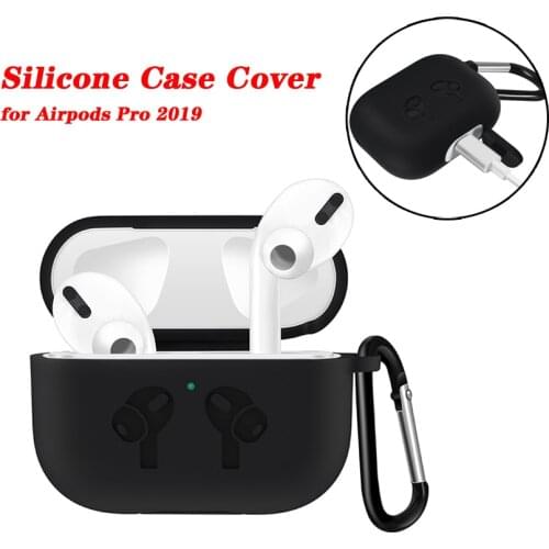 For AirPods Pro Charging Case Silicone Protective Skin Cover Protector for Apple AirPods 2019 Headset with Carabiner
