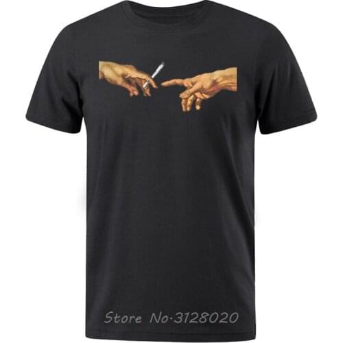 MICHELANGELO Funny print Men T-shirts Summer Short Sleeve T shirt Men Cotten Hip Hop Streetwear tee Shirt Harajuku Tops Man