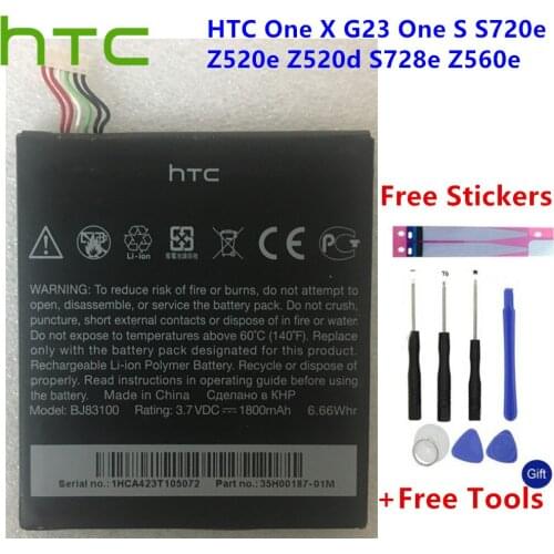HTC Original Replacement Li-Polymer BJ83100 Battery For HTC One X G23 One S S720e Z520e Z520d S728e Z560e +Gift Tools +Stickers