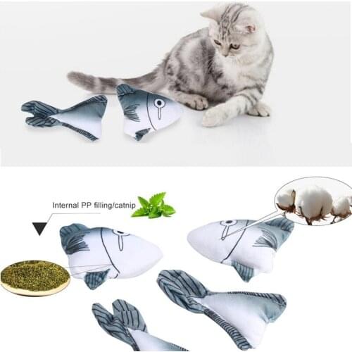 Pet Cat Toys Catnip Chew Toy Plush Fish Shape Stuffed Pillow Chew Bite Toy Fish Cat Catnip Toy
