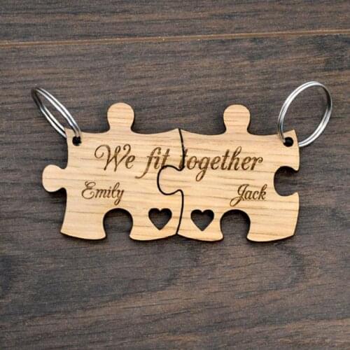 Personalised Jigsaw Keyring Set Birthday Valentines Day Anniversary Gift Present