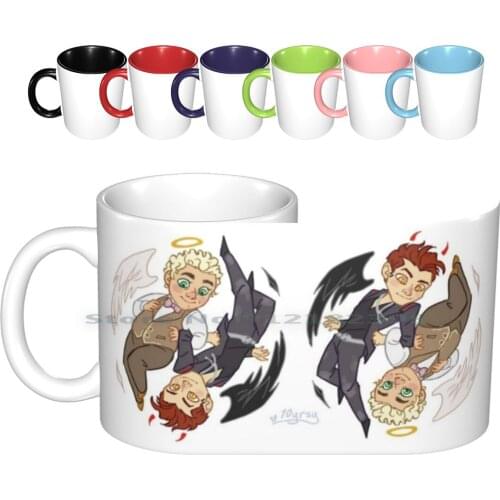 Duality X2 Ceramic Mugs Coffee Cups Milk Tea Mug Angel Demon Gay Husbands Lgbtq Mlm Love Angel Demon Flying Yin Yang Creative