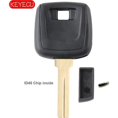 Keyecu Transponder Ignition Key ID48 Chip for Volvo C30 C70 S40 S60 S80 V50 V70 2006-2012 - LQNP2T-APU
