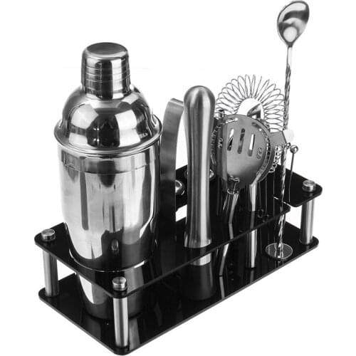 18pcs 750ml Stainless Steel Cocktail Shaker Set Drink Mixer Bar Set Bar Supplie With Stand Cocktail Wine Bar Shaker
