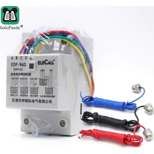 Free Shipping DF96D Auto Water Level Controller AC220V 5A Din Rail Mount Float Switch With 3 Probes Pump