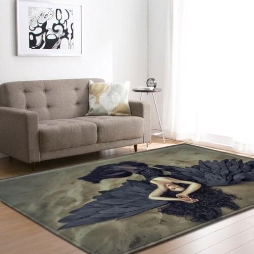 Nordic Carpet Soft Flannel 3D Printed Area Rugs Angel wings pattern Mat/Rugs Anti-slip Large Rug Carpets for Living Room Decor