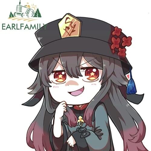 EARLFAMILY 13cm x 12cm for Genshin Impact Hu tao Hutao Creativite Car Sticker Surfboard Decal Occlusion Scratch Windows Decor