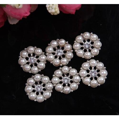 10pcs/lot Pearl Crystal Rhinestone Circular Buttons DIY Handmade Materials Headband Hats Accessories Garment Decorative