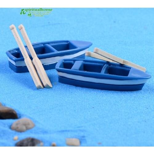 1 Set Small Boat And Paddle Small Ornament Diy Material Bryophyte Micro Landscape Meaty Plants Miniatures Figurine Garden Tools