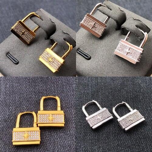 Small Lock Hoop Pendant Earrings For Women Locks Star Earring Earrings Goldden Zirconia Jewelry Pendientes Zk30