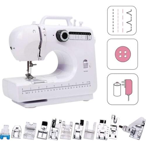 INNE Sewing Machine Mini Portable Manual Home Multi-function 12 Stitches Electric With Pedal Presser Foot Knitting Overlock