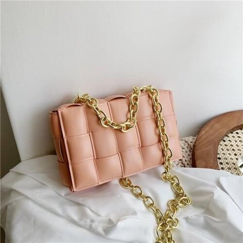 Fashion design woven soft leather chain bag diagonal shoulder pillow bag simple luxury solid color crossbody bags for women