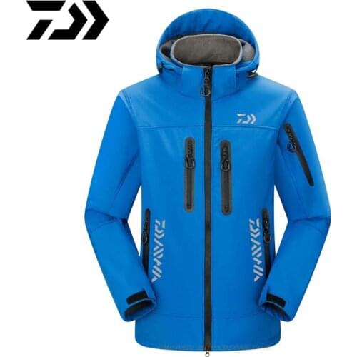 Daiwa New Autumn Winter Outdoor Soft Shell Fishing Jacket Mens Fleece Mountaineering Clothes Windproof Warm Fishing Clothing