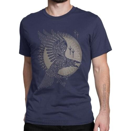 Men Viking Raven Odin Nordic Mythology T Shirts 100% Cotton Clothes Vintage Classic Crew Neck Tees Plus Size T-Shirt