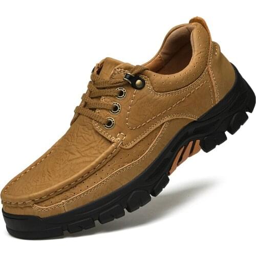 Platform Outdoor Tooling shoes Brand Men Shoes Genuine Leather Shoes Breathable Casual Shoes Outdoor Non Slip Men Sneakers