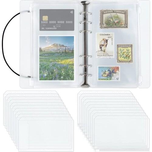 A6 Ring Binder Notebook 6-Ring Binder Notebook Refill Set with 12Pcs Plastic Binder Envelopes for Diary, Office, Home, School