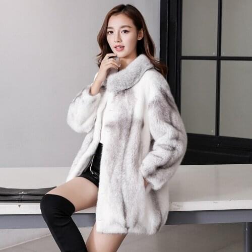 Mink fur coat tidy fur coat cross 2019 womens clothing outerwear jacket coats new long collar