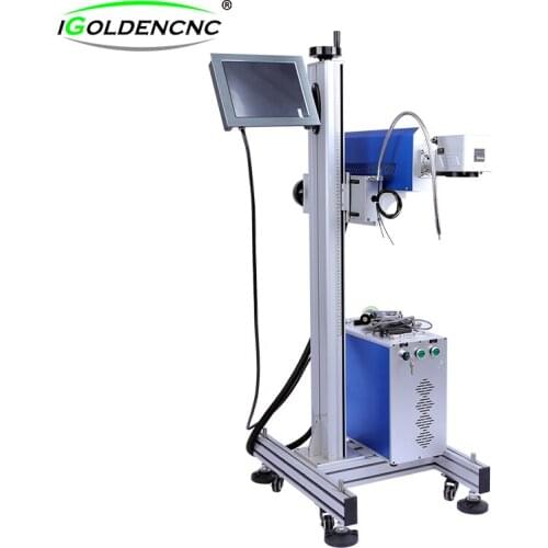 New design 30w 40w flying laser marking machine mark led lights, brass, button, jewelry, ceramic knife, abs, aluminum, plastic