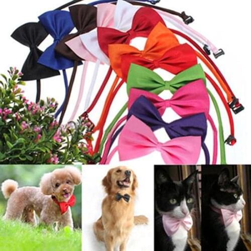 Pet Cats Dog Collar Cute Solid Color Adjustable Dog Bowtie Collars Bowknot Necktie Bow Tie Pet Supplies