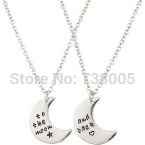 2015 New Fashion BFF Forever "To The Moon & Back BFF Star Heart Best Friends Forever Necklace Wholesale Jewelry ! 2pcs