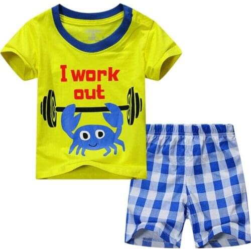 New Summer Kids Boys Clothes Baby Princess Pajamas Short Sleeved Set Digger Cartoon Childrens Sleepwear