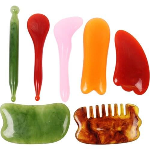 Resin Amber Guasha Scraping Massage Scraper Face Massager Acupuncture Gua Sha Board Acupoint Eye Care SPA Deep Tissue Massage