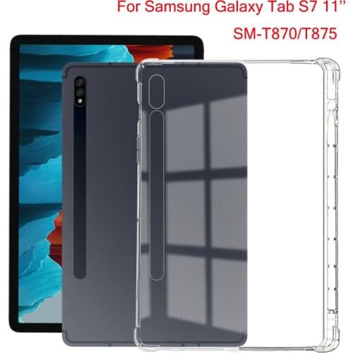 Transparent Cover For Samsung Galaxy Tab S7 11'' 2020 SM-T870 SM-T875 SM-T876B With Pencil Holder TPU Silicon Back Tablet Case