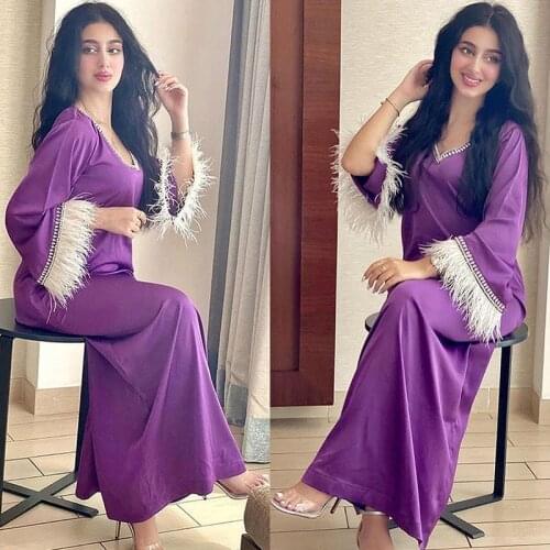 Ramadan Eid Abaya Hand Made Feather Stitching Muslim Dress Islam Abayas Womens Vestidos Robe Longue Vetement Femme Musulman