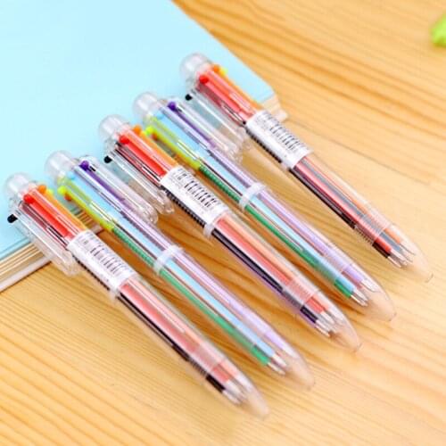 Multicolor Ballpoint Pen Stationery Press 6 Color Oil Pen for Office School Students Ballpoint Pen Office Supplies Pens Gift