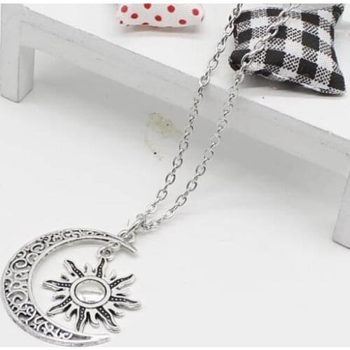 Retro charm moon necklace sun pendant necklace jewelry diy handmade necklace