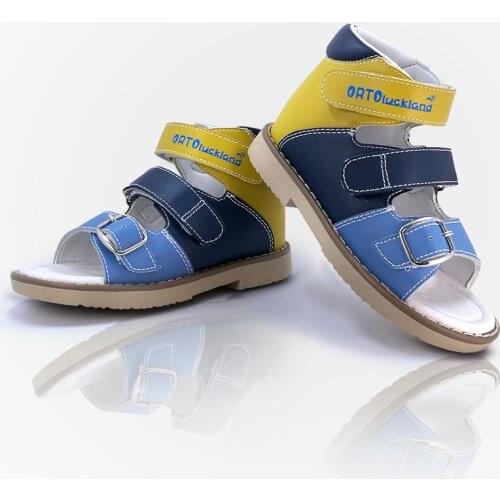 Kid Boys Orthopedic Shoes Children Action Leather Fashion Summer Shoes Mixcolor Blue Yellow Corrective Footwear