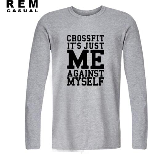 Workout Fitness Gear Wear T-shirt CrossFit Me Against Myself Eco Long sleeve Men Top Tees mens clothing