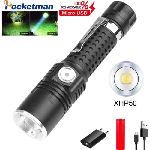 50000lm xhp50 LED flashlight 18650 torch Lanterna xhp50 lantern Power Tips Linterna hunting lamp hand light With pen holder