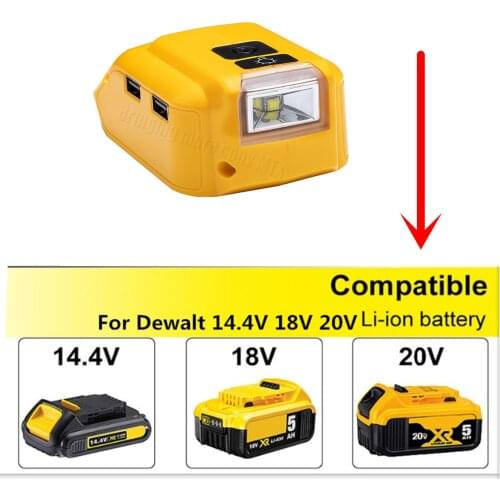 14.4V / 18V/20V Led floodlight for Dewalt li-ion Battery 140LM Dual USB Port Work Light for Outdoor Flashlight for Dewalt DCB200
