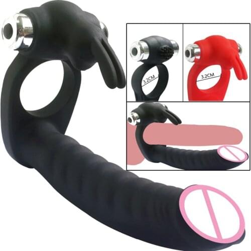 New Anal Beads Penis Rabbit Vibrator Ring Double Penetration Strapon Dildo G spot Butt plug Clit Vibrator Sex Toys For Couples