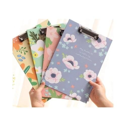 1 pcs A4 Flowers Printed Clipboard as Writing Pad for School Office Writing Supplies , Document Paper Clips